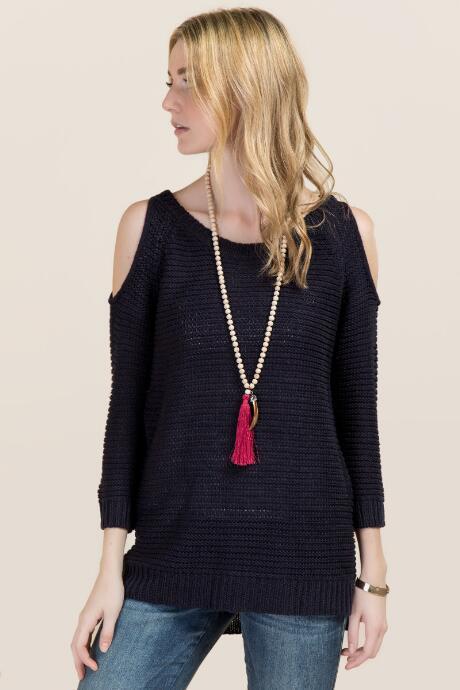Quinn Mimi Cold Shoulder Sweater - Navy