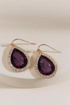 Francesca's Kiera Faceted Glass Drop Earrings - Purple