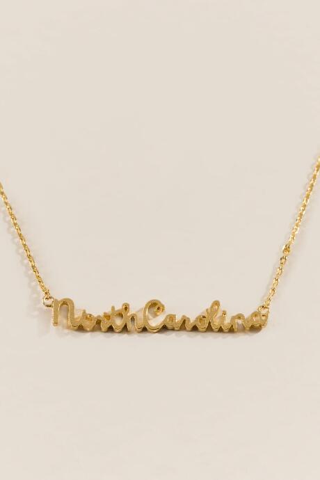 Francesca's North Carolina Script Necklace In Gold - Gold