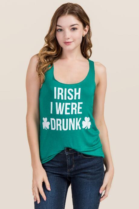 Sweet Claire St. Patty Irish I Were Drunk Graphic Tank - Green