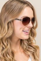 Francesca's Jaylin Leopard Aviator Sunglasses - Brown