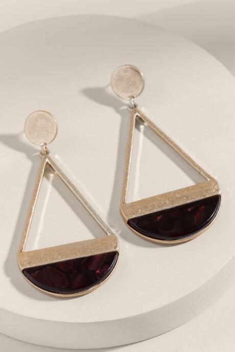 Francesca's Kaylin Marbled Resin Teardrop Earrings - Burgundy
