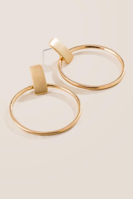 Francesca's Veronica Brushed Metal Hoops - Gold
