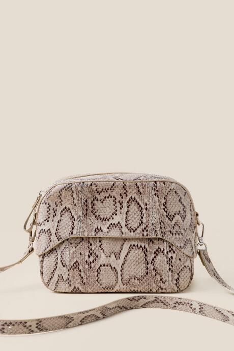 Francesca's Stephanie Faux Snake Crossbody - Beige