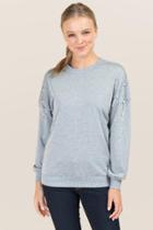 Francesca's Gabriel Pearl Embellished Tunic Sweatshirt - Heather Gray