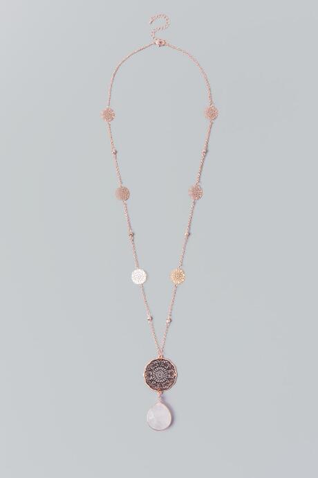 Francesca Inchess Izabella Filigree Stone Pendant - Rose/gold
