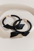Francesca's Mallory Ribbon Hoop Earrings In Black - Black