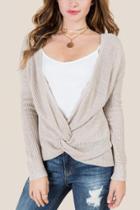 Alya Adalia Wrap Front Pullover Reversible Sweater - Taupe
