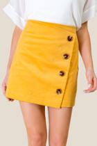 Francesca's Elin Corduroy Button Front Skirt - Mustard