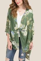 Francescas Jana Tie Front Ruana - Olive