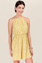Francesca's Layla Floral A-line Dress - Yellow