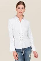 Blue Rain Deliah Corset Button Down Top - White
