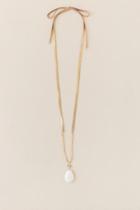 Francesca's Gianna Quartz Adjustable Leather Necklace - White
