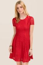 Francesca's Syreeta Lace A-line Dress - Red