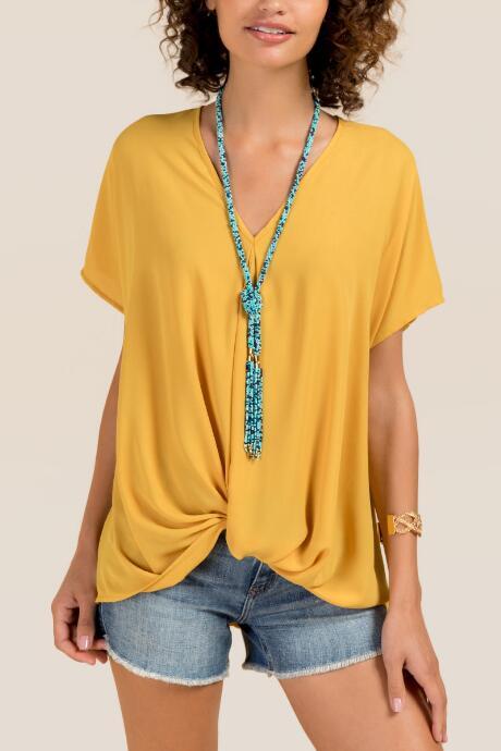 Francesca Inchess Arden Back Seam Front Twist Blouse - Marigold