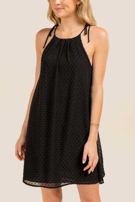 Francesca's Luna Clip Dot Shift Dress - Black