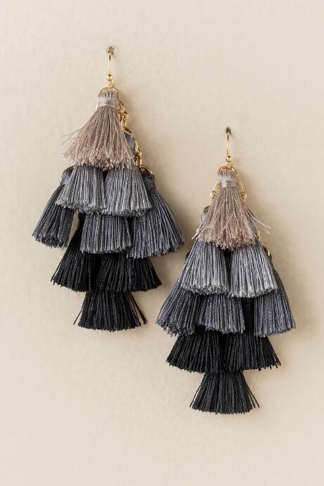 Francesca's Suzette Kite Tassel Earring In Black - Black