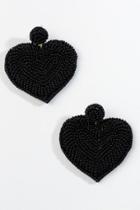 Francesca's Kiara Beaded Heart Earrings In Black - Black