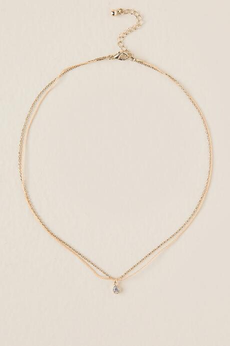 Francesca's Alicia Cubic Zirconia Teardrop Choker - Crisp Champagne