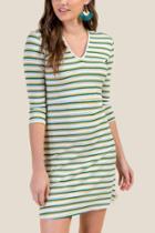 Francesca's Trinity Striped Knit Dress - Sand
