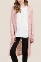 Francesca's Ophelia Open Stitch Cardigan - Blush