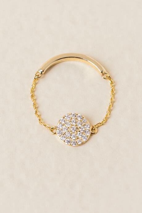 Francesca's Julip Cubic Zirconia Chain Ring - Gold