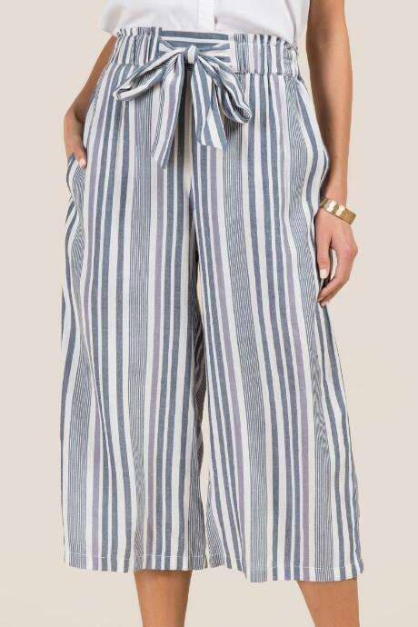 Francesca's Gretchen Tie Waist Culotte Pants - Ivory