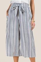 Francesca's Gretchen Tie Waist Culotte Pants - Ivory