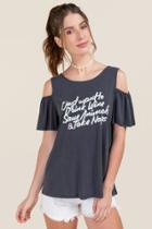 Alya Want To Drink Wine Cold Shoulder Cupro Tee - Gray