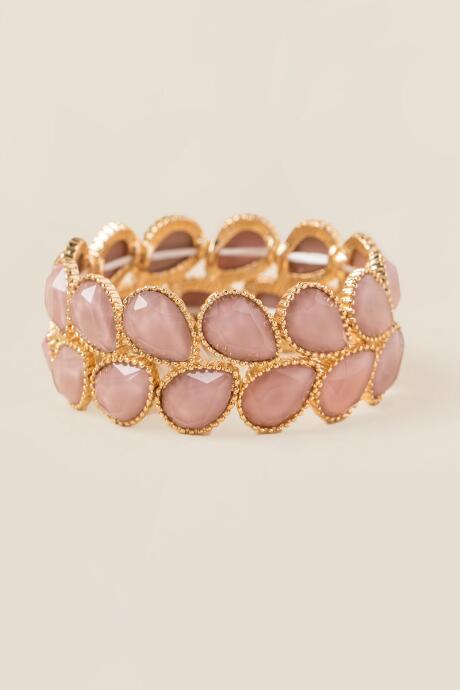 Francesca's Edlyne Facet Stretch Bracelet In Mauve - Mauve