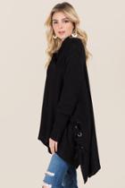 Francesca's Olivia Side Tie Poncho - Black