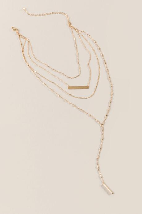 Francesca's Izzy Layered Bar Pendant Necklace - Gold
