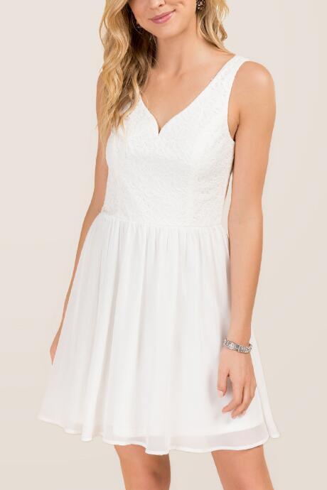 Francesca's Chiara Lace Combo A-line Dress - White