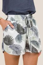 Francesca Inchess Adalee Palm Leaf Self Tie Soft Shorts - Dark Olive