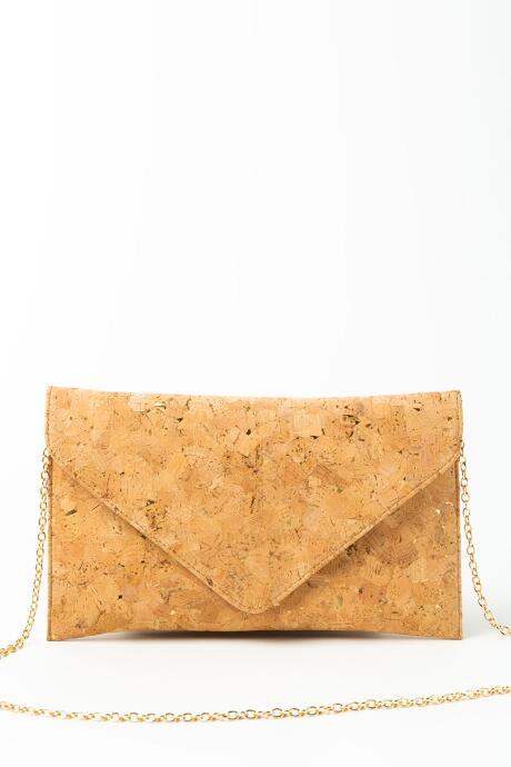 Francesca's Alexandria Gold Fleck Cork Clutch - Natural