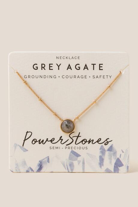Francesca's Alice Semi Precious Pendant Necklace - Gray