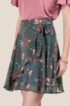 Francesca's Kasey Floral Wrap Skirt - Teal