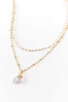 Francesca's Camille Layered Rosary Necklace - Clear