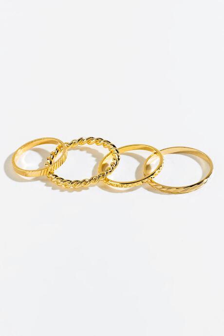 Francesca's Nicole Textured Bands Set - Gold