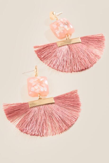 Francesca's Amelia Tassel Statement Earrings - Mauve