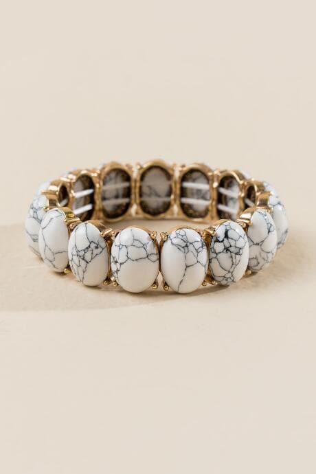 Francesca's Nicole Howlite Stone Stretch Bracelet - Black/white