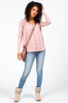 Francesca's Janelle Crochet Trim Top - Blush