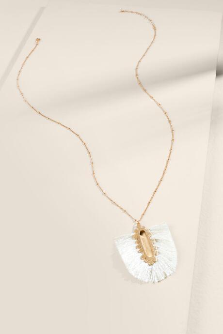 Francesca's Angelica Tasseled Pendant Necklace - Ivory