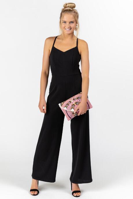 Francesca's Monique Lace Back Jumpsuit - Black