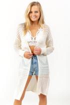 Francesca's Julianna Knit Crochet Duster - Ivory