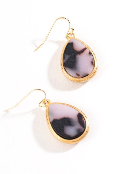 Francesca's Dalia Milky Tort Drop Earrings - Tortoise