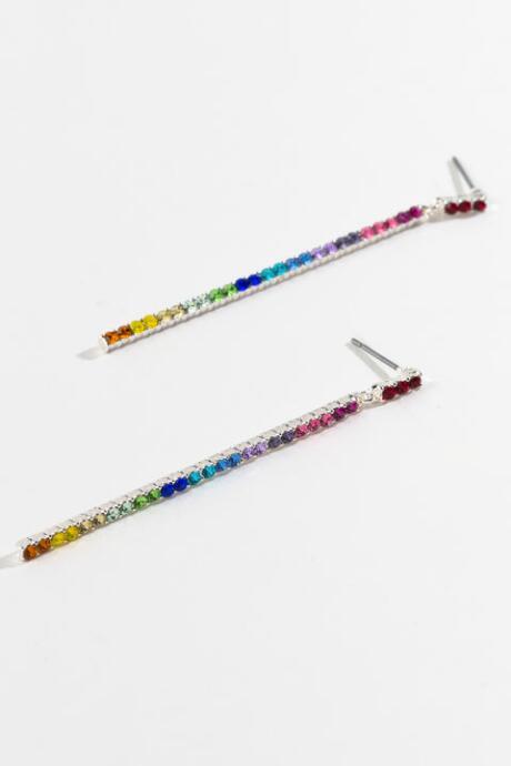 Francesca's Heather Rainbow Linear Earrings - Multi