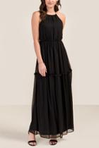 Francesca's Charlotte Ruffle Tiered Maxi Dress - Black