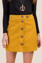 Francesca's Electra Button Front Mini Skirt - Mustard