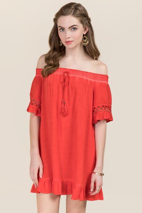Mi Ami Keanna Off Shoulder Dress - Red
